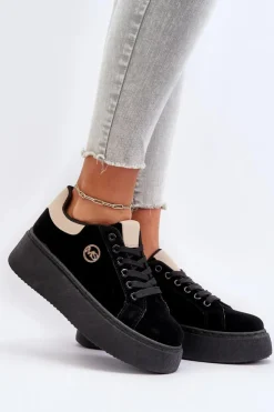 Discount Boto Sneakersy Damskie Na Platformie Czarne Eshen