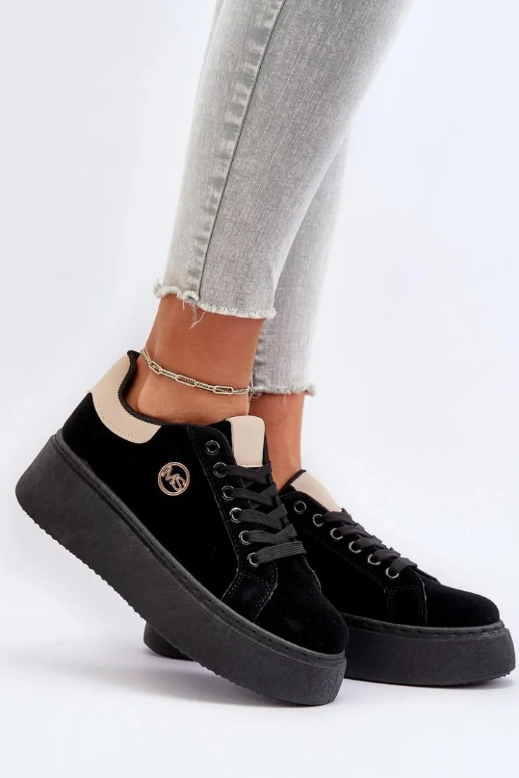 Discount Boto Sneakersy Damskie Na Platformie Czarne Eshen