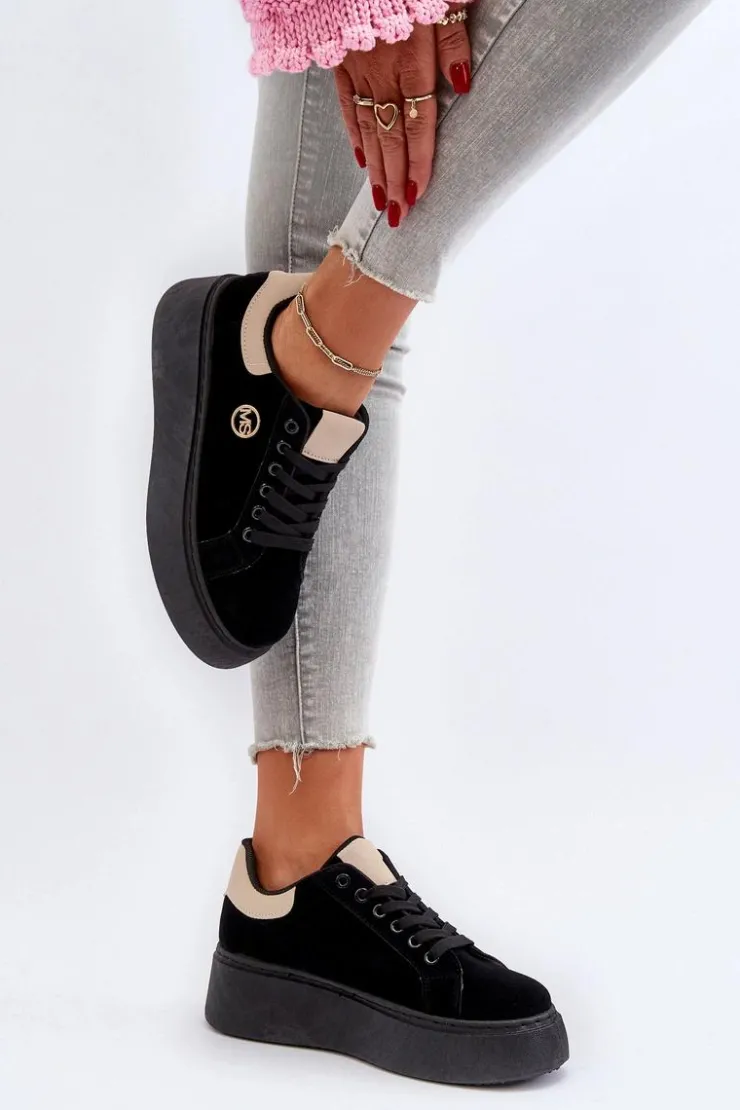 Discount Boto Sneakersy Damskie Na Platformie Czarne Eshen