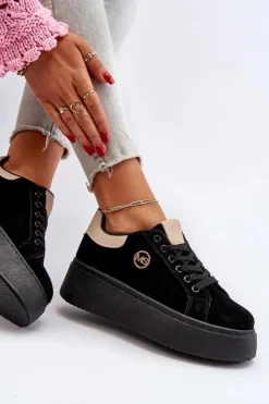 Discount Boto Sneakersy Damskie Na Platformie Czarne Eshen