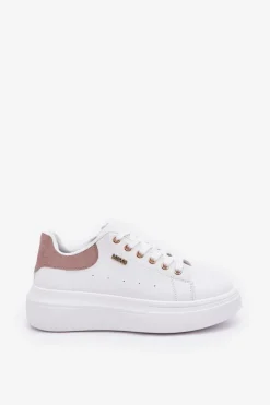 Damskie Boto Sneakersy Damskie Na Platformie Eko Skóra Białe Lelandine