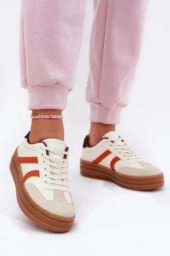 Damskie Evento Sneakersy Damskie Na Platformie Beżowe Tolianna