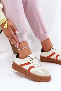 Damskie Evento Sneakersy Damskie Na Platformie Beżowe Tolianna