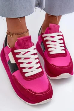 New Big Star Shoes Sneakersy Damskie Na Platformie Big Star NN274500 Memory Foam System Fuksja