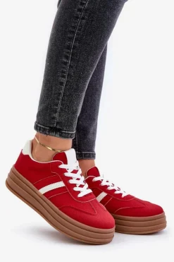 Damskie Boto Sneakersy Damskie Na Platformie Czerwone Dravinnia