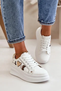 Boto Buty Sportowe Na Platformie|Sneakersy Damskie*Sneakersy Damskie Na Platformie Z Ozdobnym Napisem Białe Orlian