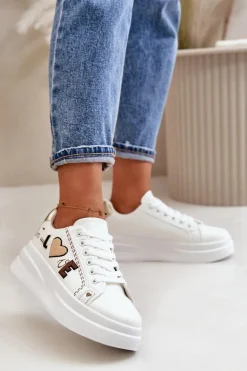 Boto Buty Sportowe Na Platformie|Sneakersy Damskie*Sneakersy Damskie Na Platformie Z Ozdobnym Napisem Białe Orlian