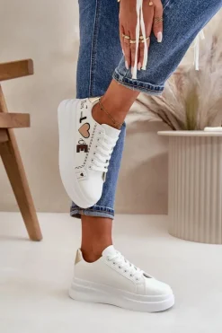 Boto Buty Sportowe Na Platformie|Sneakersy Damskie*Sneakersy Damskie Na Platformie Z Ozdobnym Napisem Białe Orlian