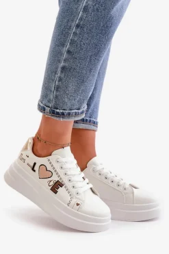 Boto Buty Sportowe Na Platformie|Sneakersy Damskie*Sneakersy Damskie Na Platformie Z Ozdobnym Napisem Białe Orlian