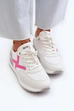 Sale INBLU Sneakersy Damskie Na Platformie IN000362 Białe