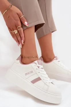 Big Star Shoes Sneakersy Damskie Na Platformie Big Star SS274346 Białe