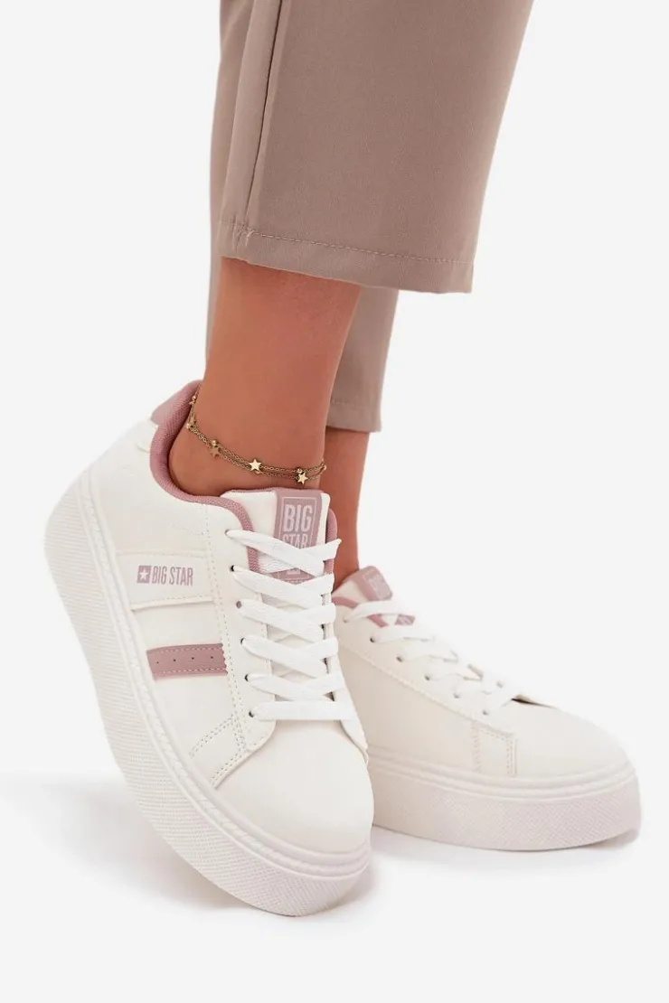 Big Star Shoes Sneakersy Damskie Na Platformie Big Star SS274346 Białe