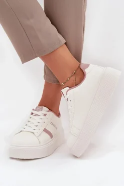 Big Star Shoes Sneakersy Damskie Na Platformie Big Star SS274346 Białe