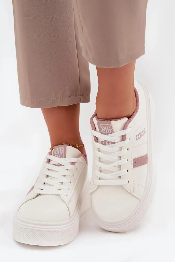 Big Star Shoes Sneakersy Damskie Na Platformie Big Star SS274346 Białe
