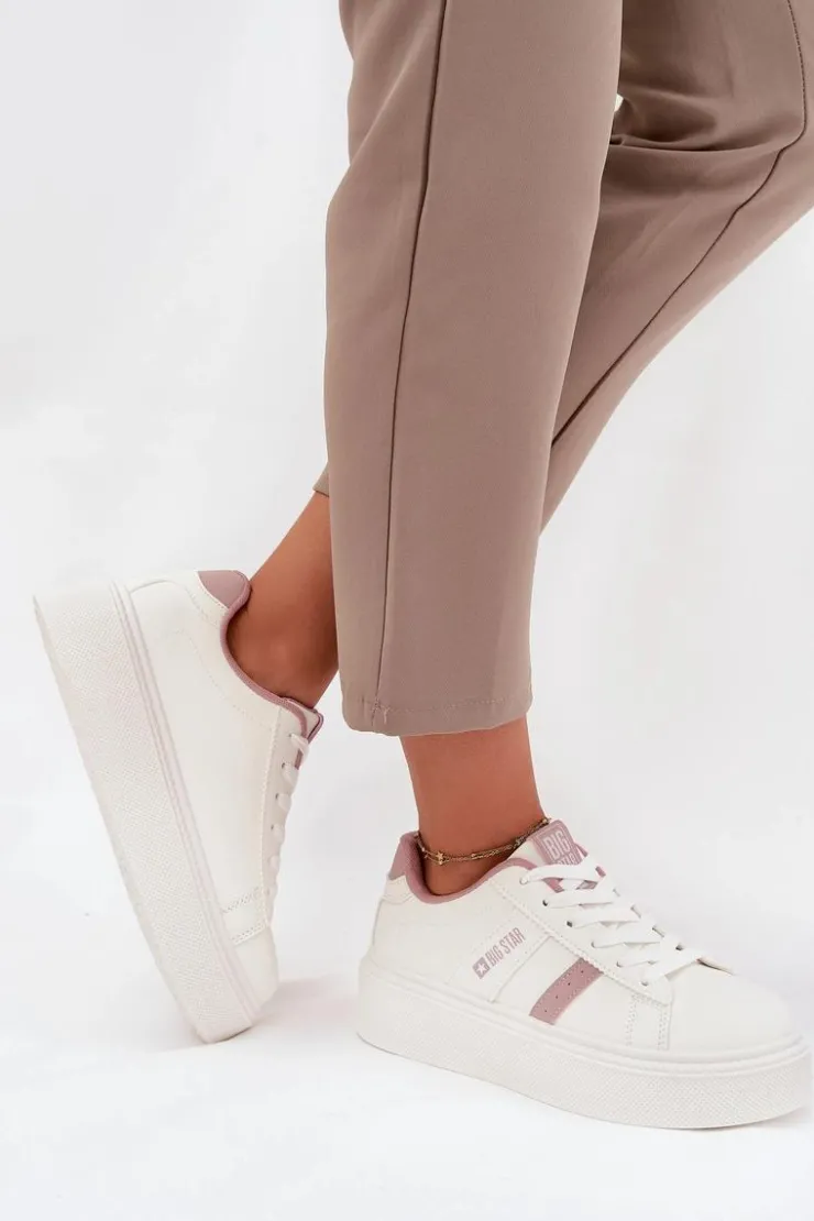 Big Star Shoes Sneakersy Damskie Na Platformie Big Star SS274346 Białe
