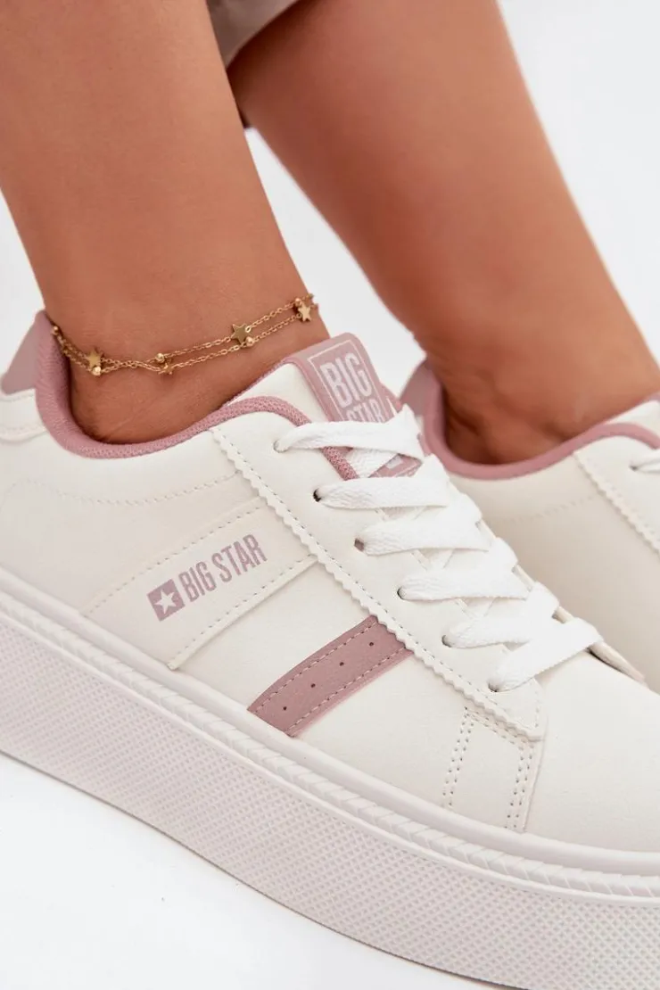 Big Star Shoes Sneakersy Damskie Na Platformie Big Star SS274346 Białe