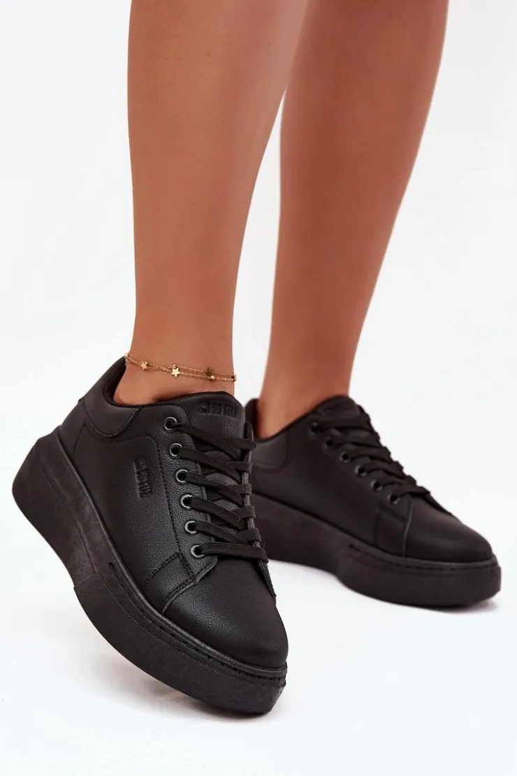 Big Star Shoes Sneakersy Damskie*Sneakersy Damskie Na Platformie Big Star SS274244 Czarne Czarny