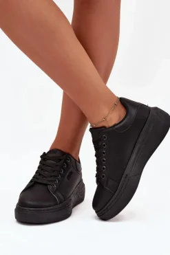 Big Star Shoes Sneakersy Damskie*Sneakersy Damskie Na Platformie Big Star SS274244 Czarne Czarny