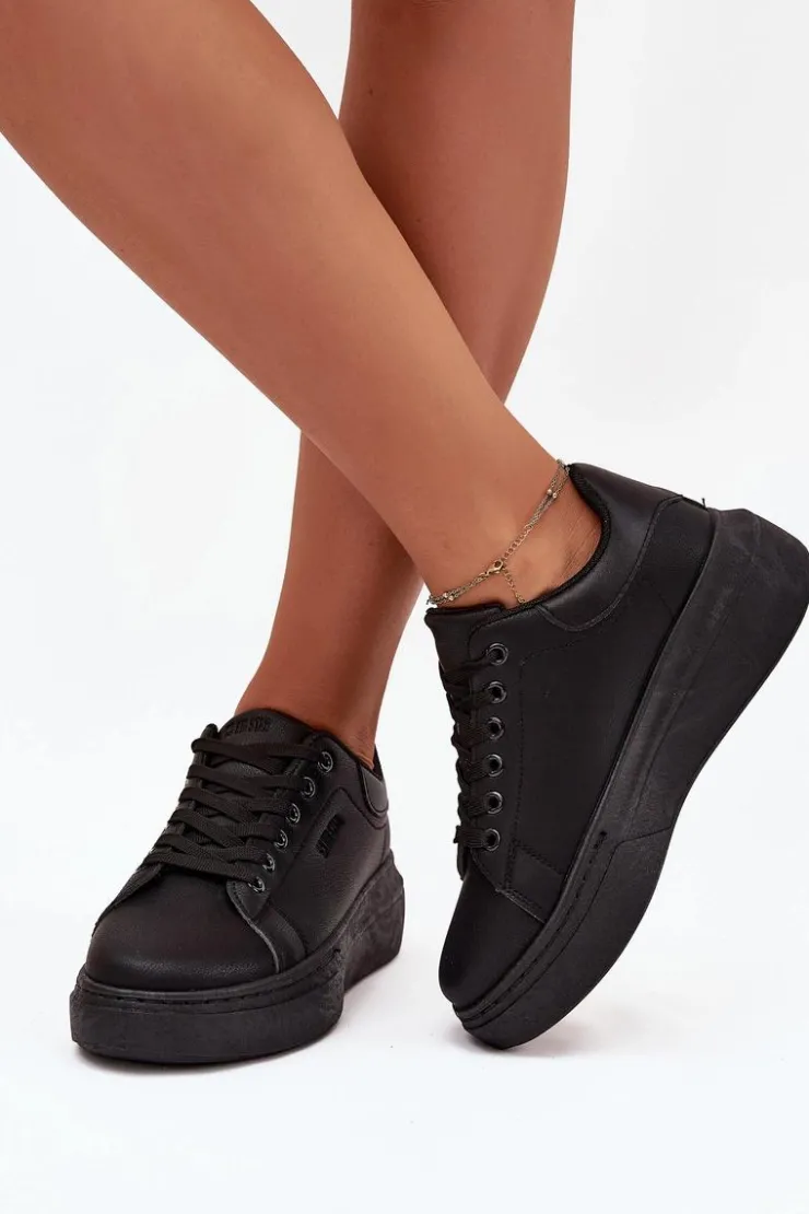 Big Star Shoes Sneakersy Damskie*Sneakersy Damskie Na Platformie Big Star SS274244 Czarne Czarny