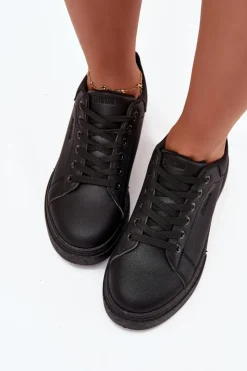 Big Star Shoes Sneakersy Damskie*Sneakersy Damskie Na Platformie Big Star SS274244 Czarne Czarny