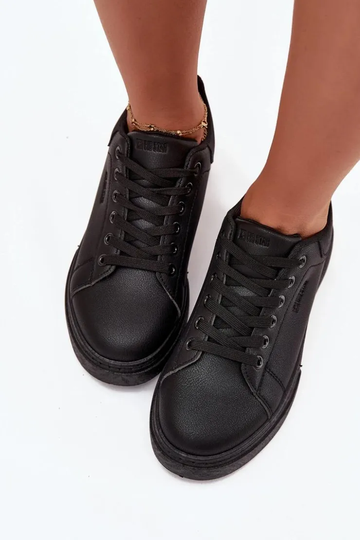 Big Star Shoes Sneakersy Damskie*Sneakersy Damskie Na Platformie Big Star SS274244 Czarne Czarny
