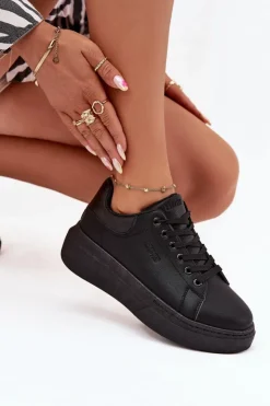 Big Star Shoes Sneakersy Damskie*Sneakersy Damskie Na Platformie Big Star SS274244 Czarne Czarny