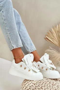 New Boto Sneakersy Damskie Na Platformie Białe Dolistana Biały