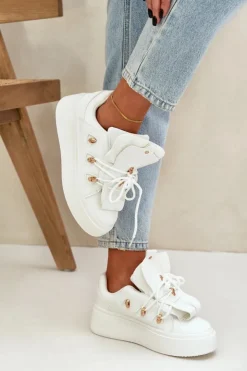 New Boto Sneakersy Damskie Na Platformie Białe Dolistana Biały