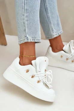 New Boto Sneakersy Damskie Na Platformie Białe Dolistana Biały