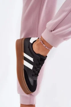 Best Boto Sneakersy Damskie Na Platformie Z Eko Skóry Czarne Elaraven