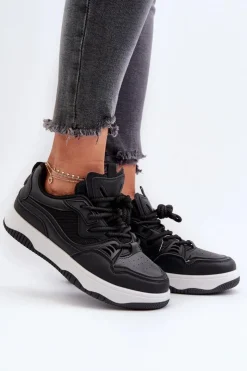 Boto Sneakersy Damskie*Sneakersy Damskie Na Platformie Czarne Etnaria