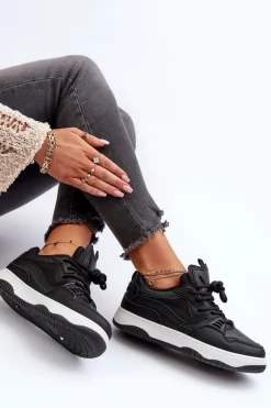 Boto Sneakersy Damskie*Sneakersy Damskie Na Platformie Czarne Etnaria