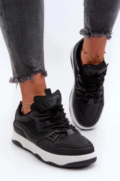 Boto Sneakersy Damskie*Sneakersy Damskie Na Platformie Czarne Etnaria
