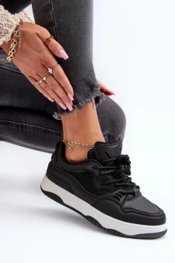 Boto Sneakersy Damskie*Sneakersy Damskie Na Platformie Czarne Etnaria