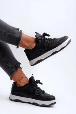 Boto Sneakersy Damskie*Sneakersy Damskie Na Platformie Czarne Etnaria