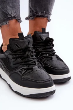 Boto Sneakersy Damskie*Sneakersy Damskie Na Platformie Czarne Etnaria