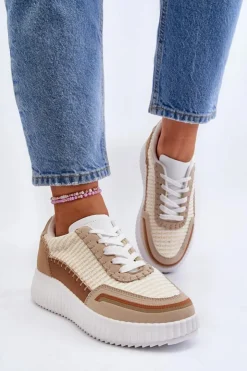 Damskie Boto Sneakersy Damskie Na Platformie Beżowe Redala