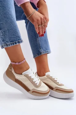 Damskie Boto Sneakersy Damskie Na Platformie Beżowe Redala