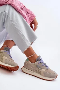 Big Star Shoes Buty Sportowe Na Platformie|Buty Sportowe Big Star*Sneakersy Damskie Na Platformie Memory Foam System Big Star NN274681 Beżowe Beżowy