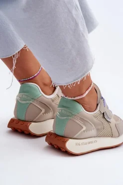 Big Star Shoes Buty Sportowe Na Platformie|Buty Sportowe Big Star*Sneakersy Damskie Na Platformie Memory Foam System Big Star NN274681 Beżowe Beżowy