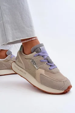 Big Star Shoes Buty Sportowe Na Platformie|Buty Sportowe Big Star*Sneakersy Damskie Na Platformie Memory Foam System Big Star NN274681 Beżowe Beżowy