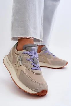 Big Star Shoes Buty Sportowe Na Platformie|Buty Sportowe Big Star*Sneakersy Damskie Na Platformie Memory Foam System Big Star NN274681 Beżowe Beżowy