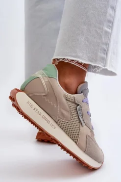 Big Star Shoes Buty Sportowe Na Platformie|Buty Sportowe Big Star*Sneakersy Damskie Na Platformie Memory Foam System Big Star NN274681 Beżowe Beżowy