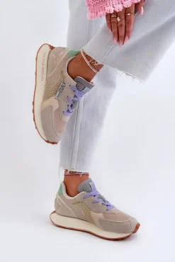 Big Star Shoes Buty Sportowe Na Platformie|Buty Sportowe Big Star*Sneakersy Damskie Na Platformie Memory Foam System Big Star NN274681 Beżowe Beżowy