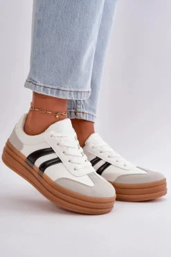 Damskie Evento Sneakersy Damskie Na Platformie Biało-Szare Nesonice