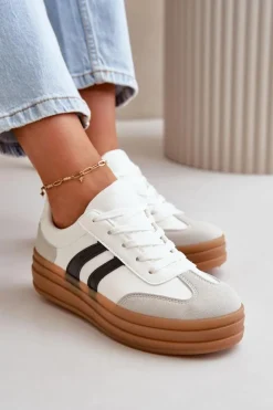 Damskie Evento Sneakersy Damskie Na Platformie Biało-Szare Nesonice