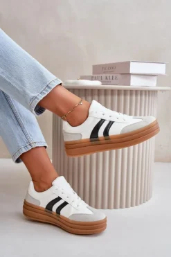 Damskie Evento Sneakersy Damskie Na Platformie Biało-Szare Nesonice