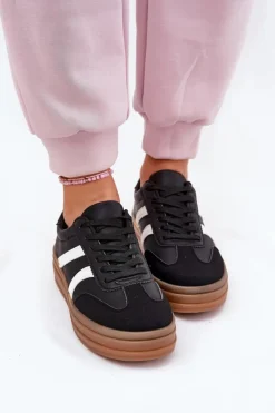 Discount Evento Sneakersy Damskie Na Platformie Czarne Tolianna Czarny