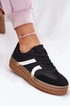 Discount Evento Sneakersy Damskie Na Platformie Czarne Tolianna Czarny