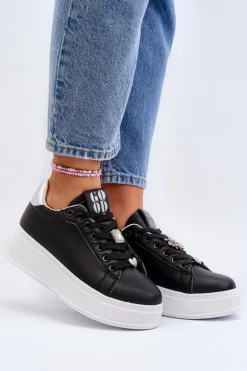 Boto Buty Sportowe Na Platformie|Sneakersy Damskie*Sneakersy Damskie Na Platformie Z Ozdobami Czarne Herbisa